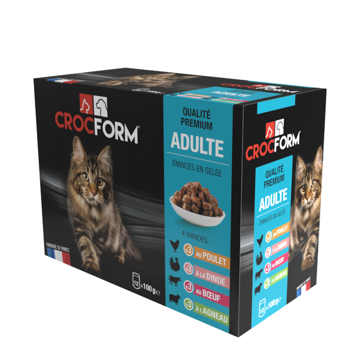 ALIMENT CROQUETTES CROCFORM PREMIUM CHAT ADULTE 4 VIANDES