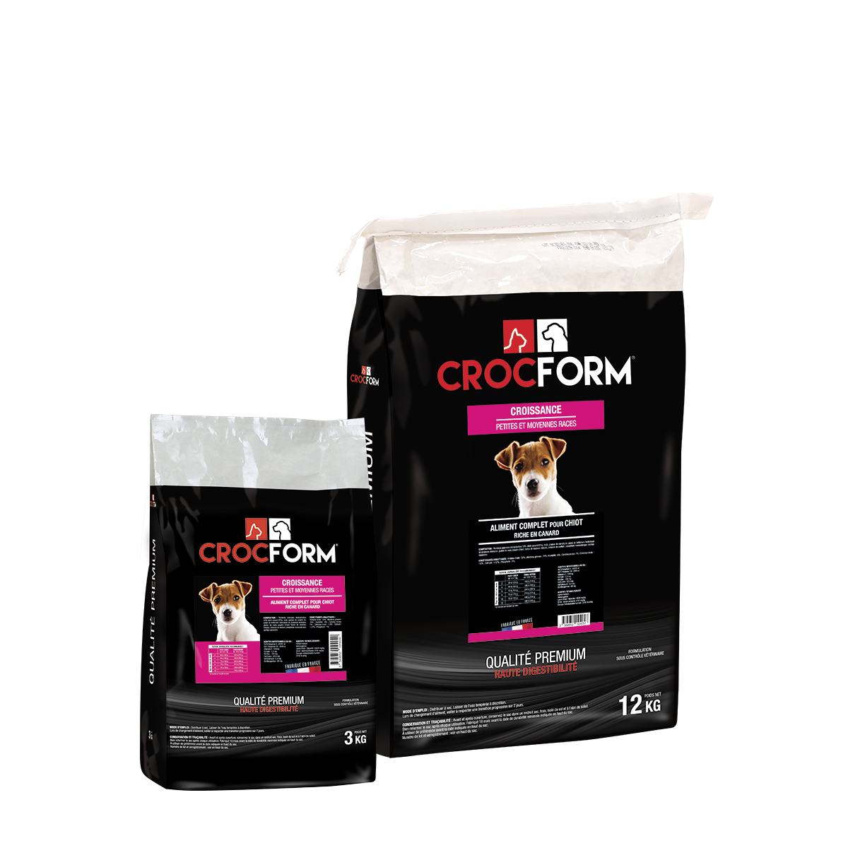 ALIMENT CROQUETTES CHIEN CROCFORM PREMIUM CROISSANCE PETITES ET MOYENNES RACES